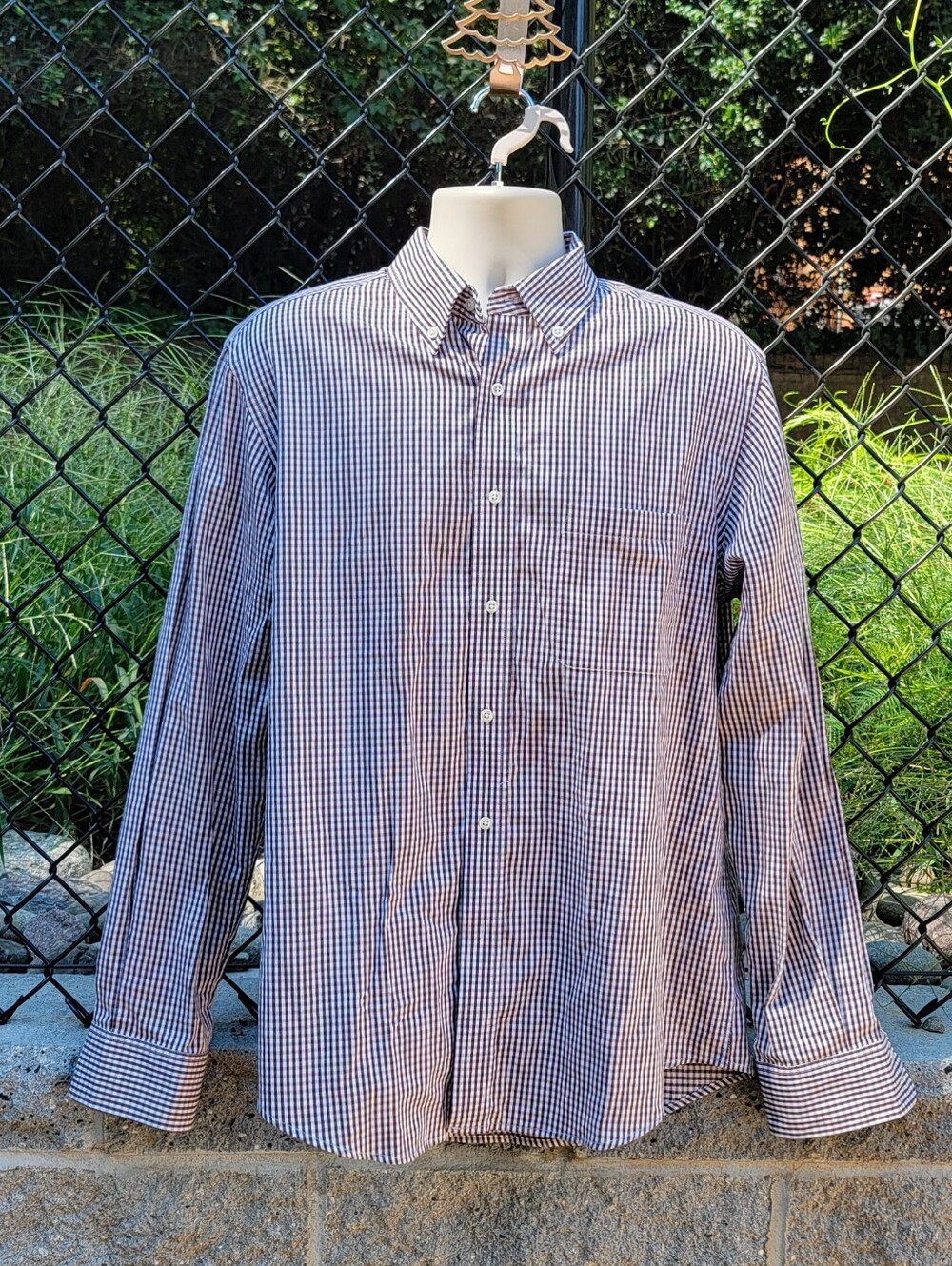 Tasso Elba Shirt Mens Medium Brown Plaid Long Sleeve Button Down